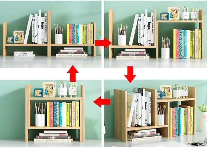 Desktop Organizer Expandable Office Storage Rack Adjustable Wood Display Shelf Rack Small Bookshelf Office Supplies Storage Shelf